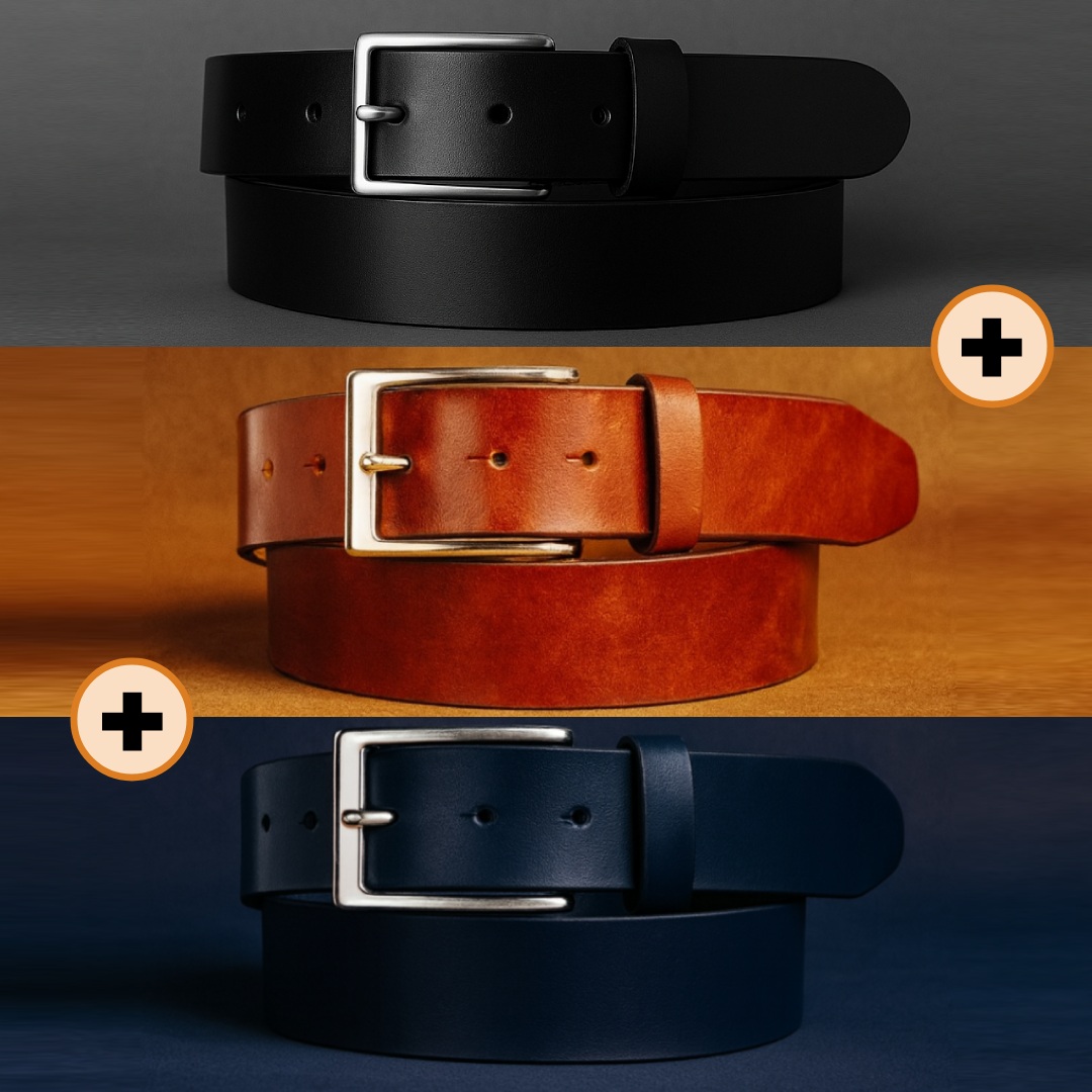 Pack 3 Ceintures "Pure" Marron + Noire + Bleu